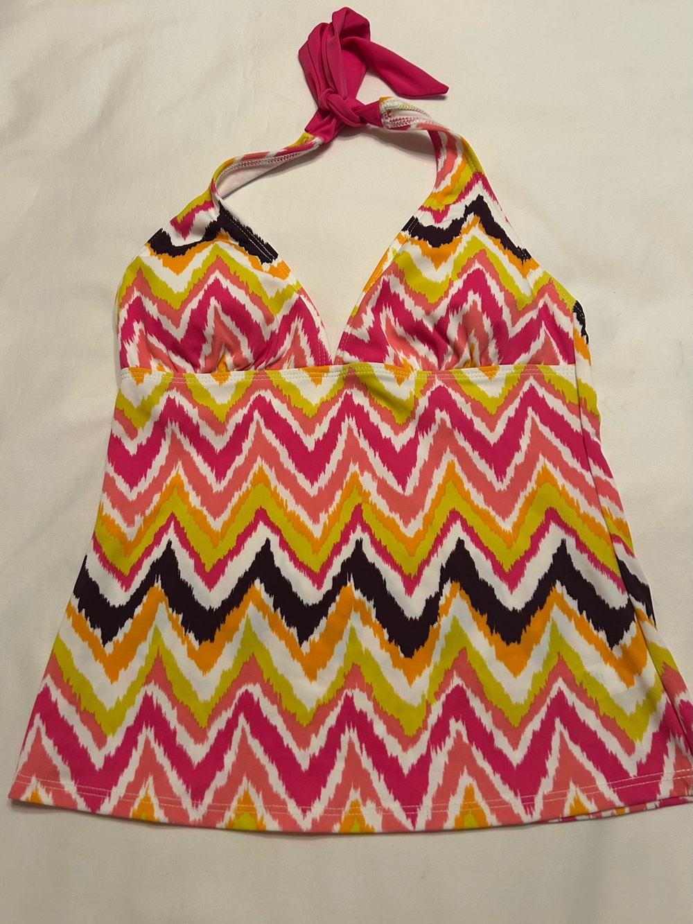 Athleta Zig Zag Multicolor Chevron Halter Tankini Top Size Small New